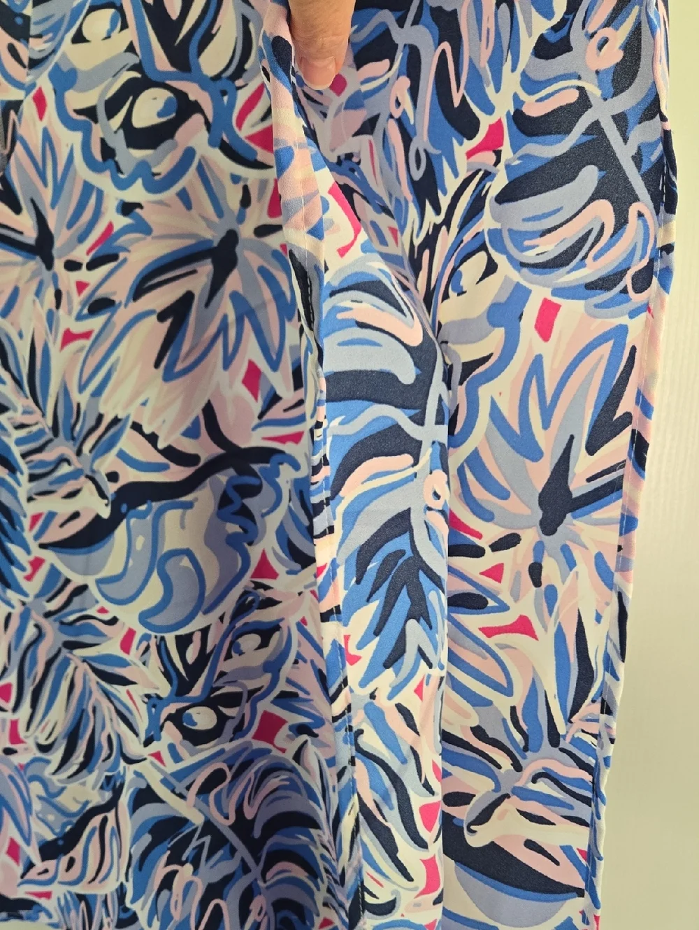 Simply Southern Drape Poncho Style Blouse Size XL Leaf Blue Pink Boho Hippie - Picture 3 of 7